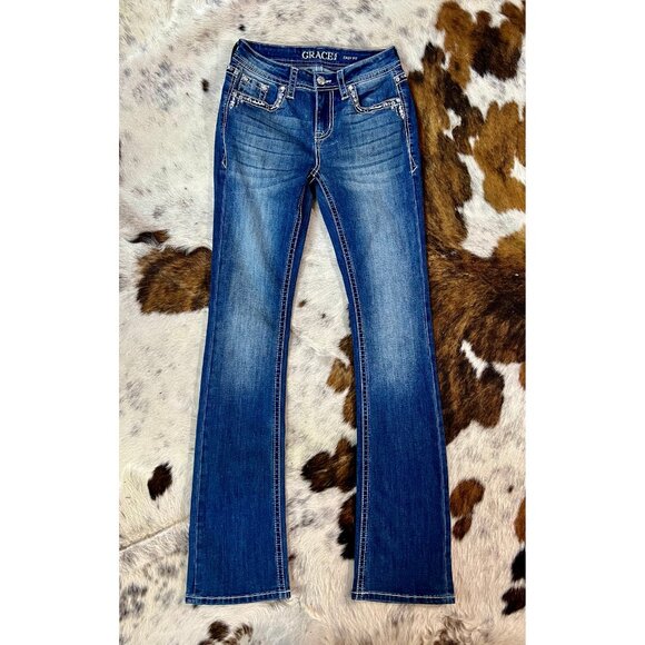 NEW Grace in LA Dream Catcher Pocket Bootcut Jeans in Easy Fit EB61803 - Picture 3 of 3